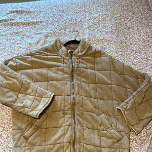 Free People Tan Quilted Puffer Jacket with Elasticized Cuffs